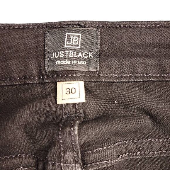 Just Black Cropped Distressed Ripped Raw Hem Torn Up Black Jeans - Picture 10 of 13